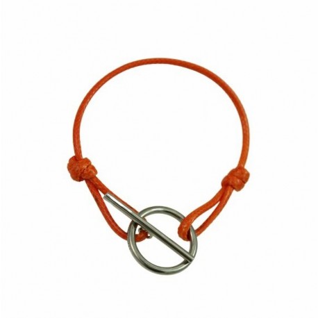 Bracelet cordon orange avec fermoir T  - Créateur français