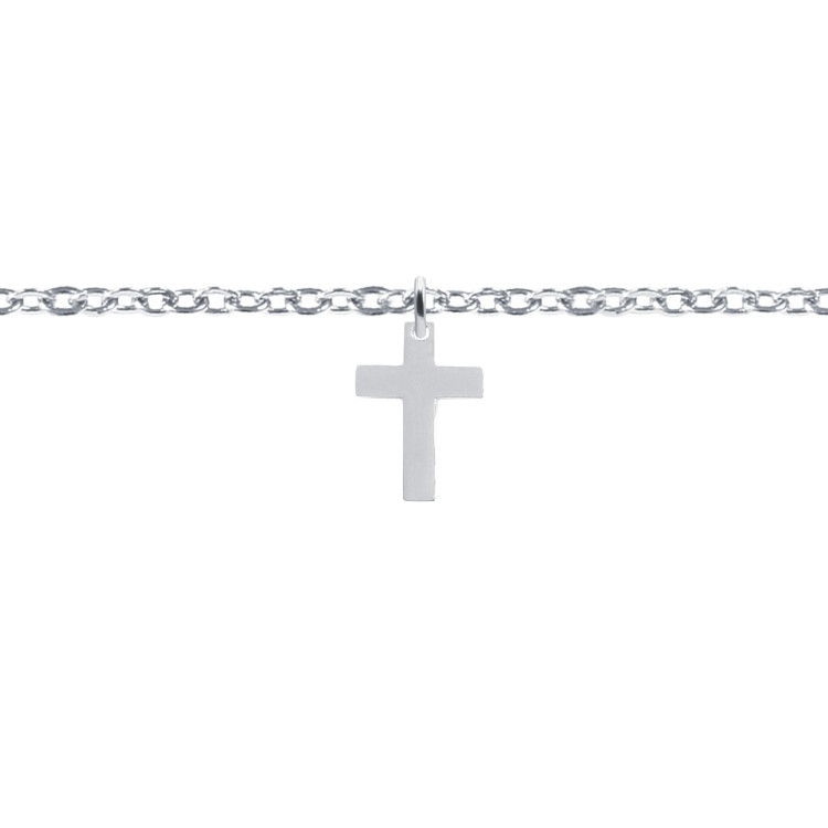 Bracelet argenté Croix en Acier- Créateur français
