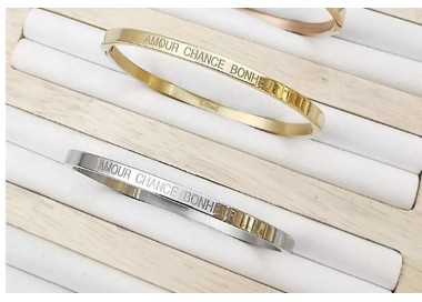 bracelet "Amour Chance Bonheur" - Acier Inoxydable