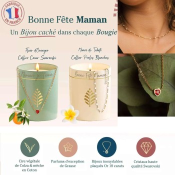 Bougie Bijou "Bonne fête Maman" cristal Swarovski - Création française
