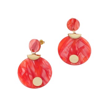 Boucles d'oreilles acétate Corail  - Acier inoxydable