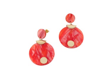 Boucles d'oreilles acétate Corail  - Acier inoxydable