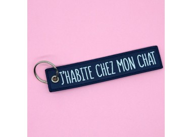 Porte-clés "J'habite chez mon chat"