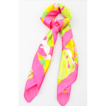 Foulard carré 20% Soie - Rose