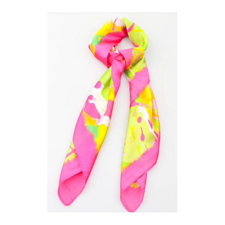 Foulard carré 20% Soie - Rose