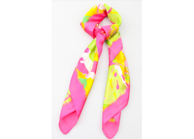 Foulard carré 20% Soie - Rose