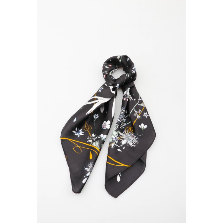 Foulard carré 20% Soie - Noir