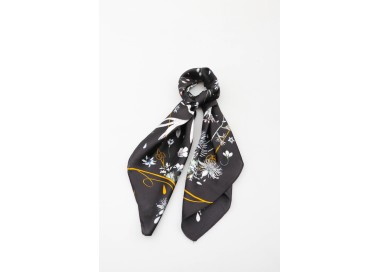 Foulard carré 20% Soie - Noir