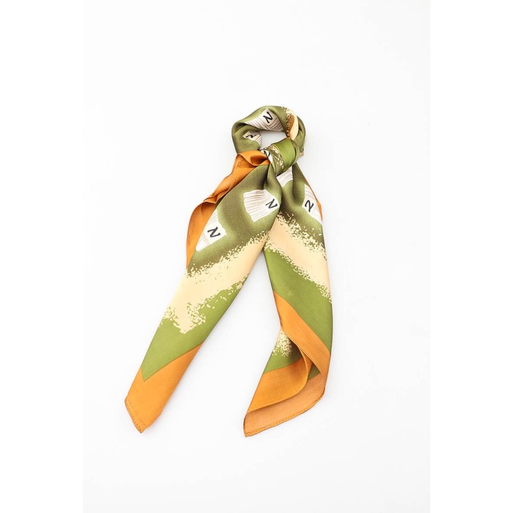 Foulard carré 20% Soie - Kaki