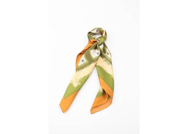 Foulard carré 20% Soie - Kaki