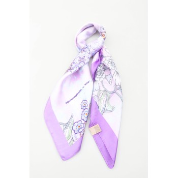 Foulard carré 20% Soie - Lilas