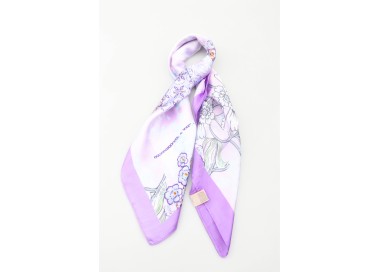 Foulard carré 20% Soie - Lilas