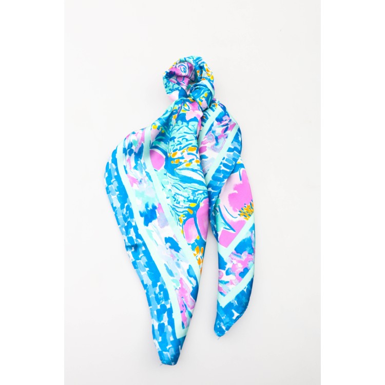 Foulard carré 20% Soie - Bleu