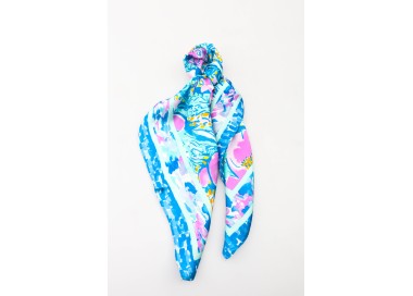 Foulard carré 20% Soie - Bleu